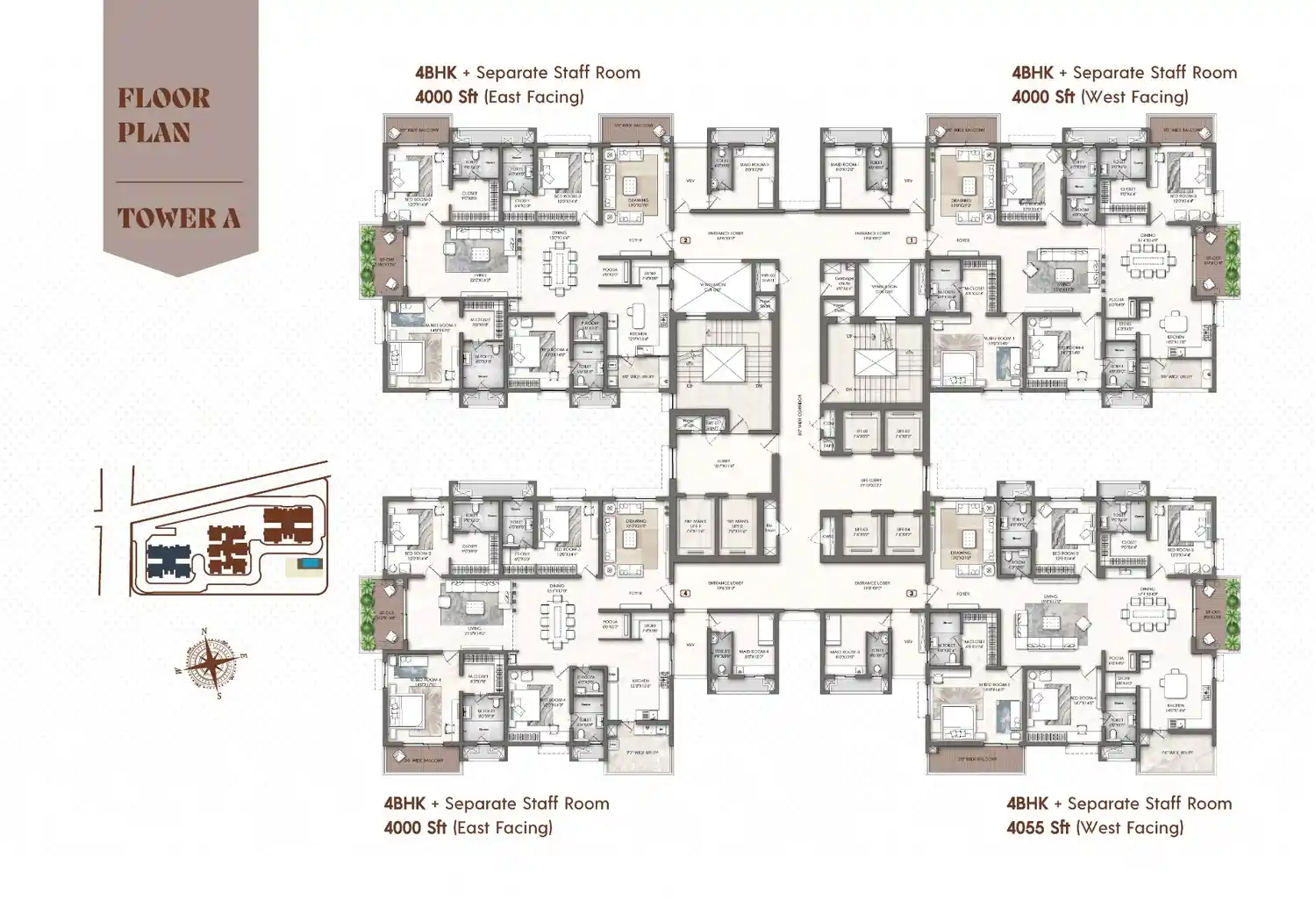 3 BHK apartment floor plan Yula Hoskote