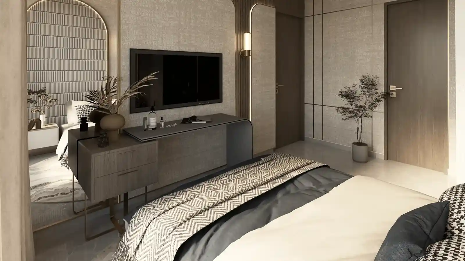 Master bedroom interior at Yula Hoskote Bangalore