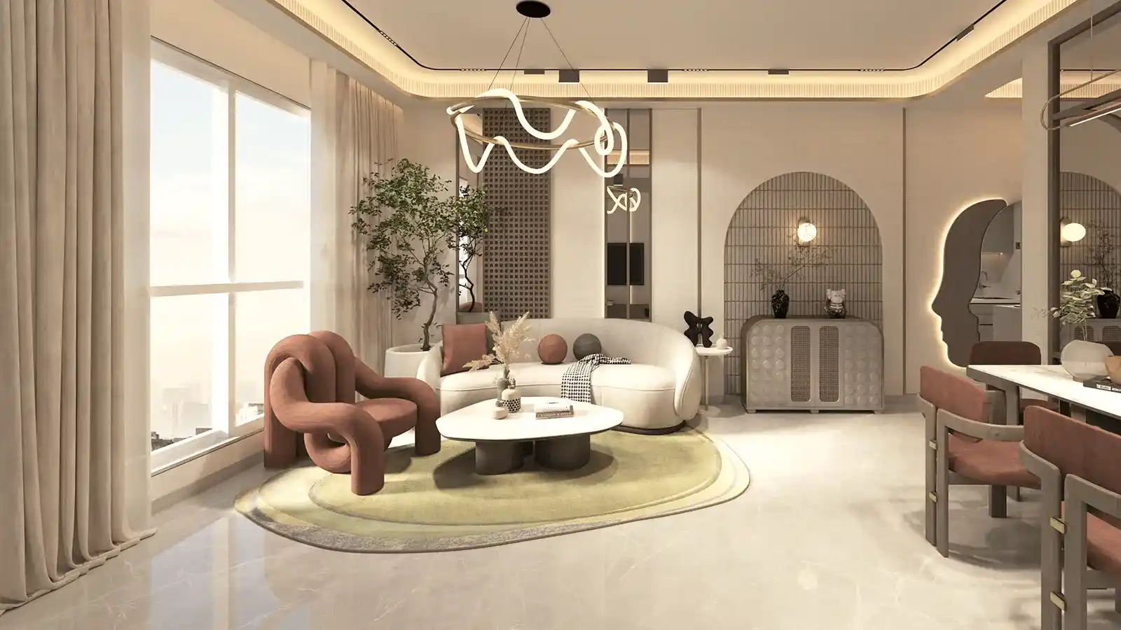 Spacious living room interior at Yula Soukya Bangalore